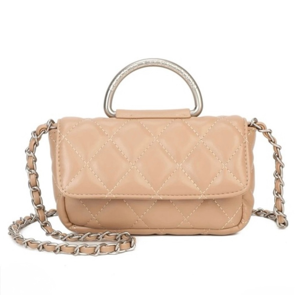 French Connection Tan Quilted Mini Bag